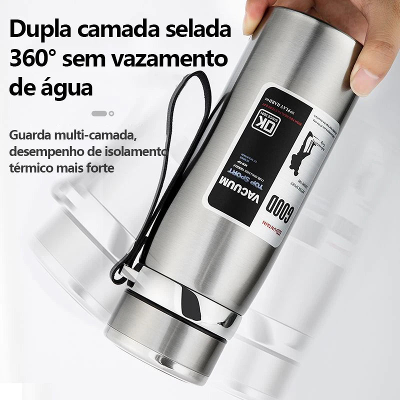 Garrafa térmica isolada, Isolamento duplo a vácuo, Super resistente, Ideal para bebidas quentes e frias, 1000ml