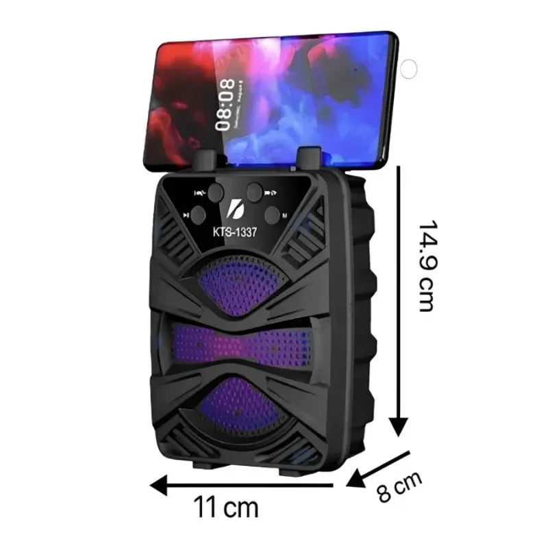 KTS-1337 KIMISO Caixa de Som Portátil Sem Fio Recarregável com Luz RGB Bluetooth Speaker Alto Falante Experiência Imersiva 9D