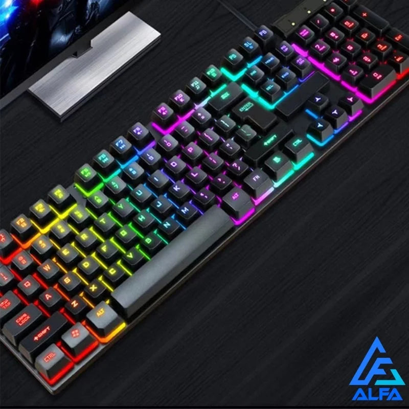 Teclado Gamer semi-mecânico, PC Original, RGB LED retroiluminada, PC