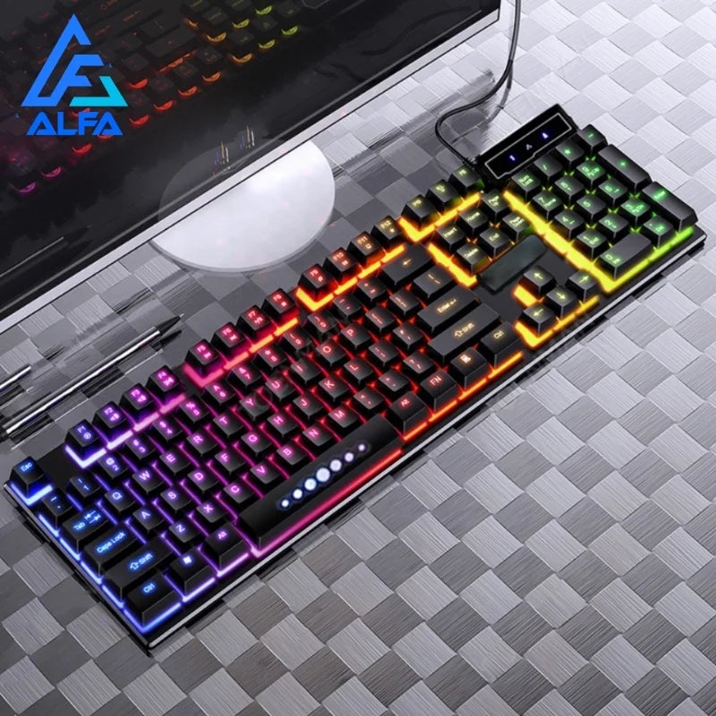 Teclado Gamer semi-mecânico, PC Original, RGB LED retroiluminada, PC